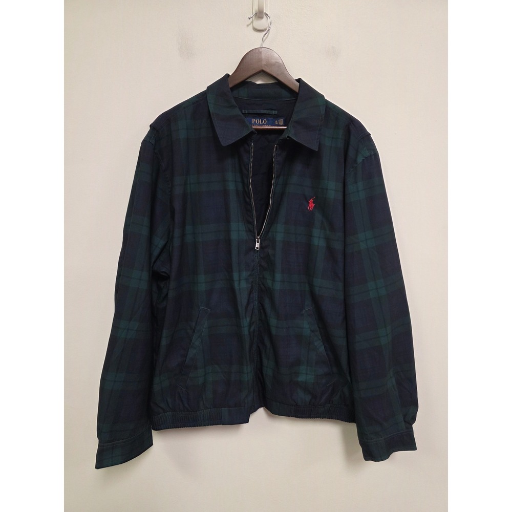 Polo Ralph Lauren Mens Blackwatch Plaid Harrington Jacket XL Zip Bomber Logo